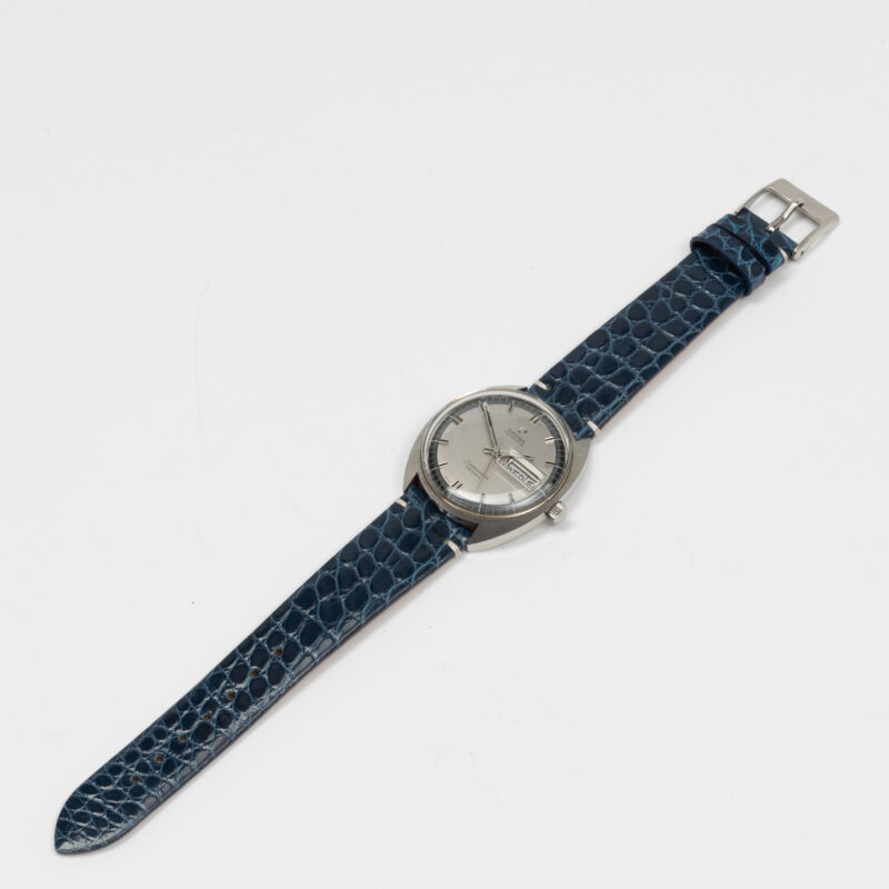 Omega Seamaster Cosmic day/date from 1969 Ref. 166.036. Automatic movement. Steel case. Dial with blue ring.