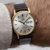 Omega Genève day/date from 1972 Ref. 166.0117. Automatic movement. Gold plated case. White dial.