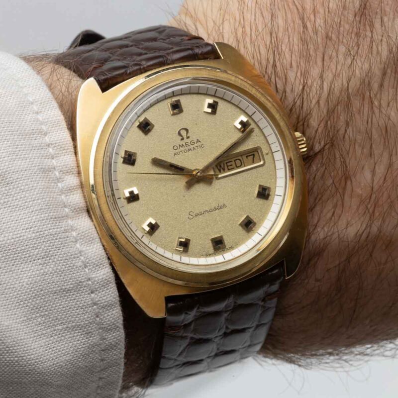 Goldcap Omega Seamaster day/date from 1970 Ref. 166.064. Automatic movement.