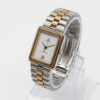 Square Omega Seamaster from 1984 Ref. 396.1004. Quartz movment. Gold bezel and white dial.
