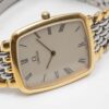 Omega de Ville from 1990s Ref. 3950876. Quartz movement. Gold on steel. Roman indexes on white dial. Quartz movement Its 26 mm size without crown.