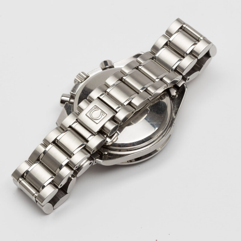 Omega Speedmaster triple calendar Ref. 3520.50. Automatic movement. Back dial and black bezel.