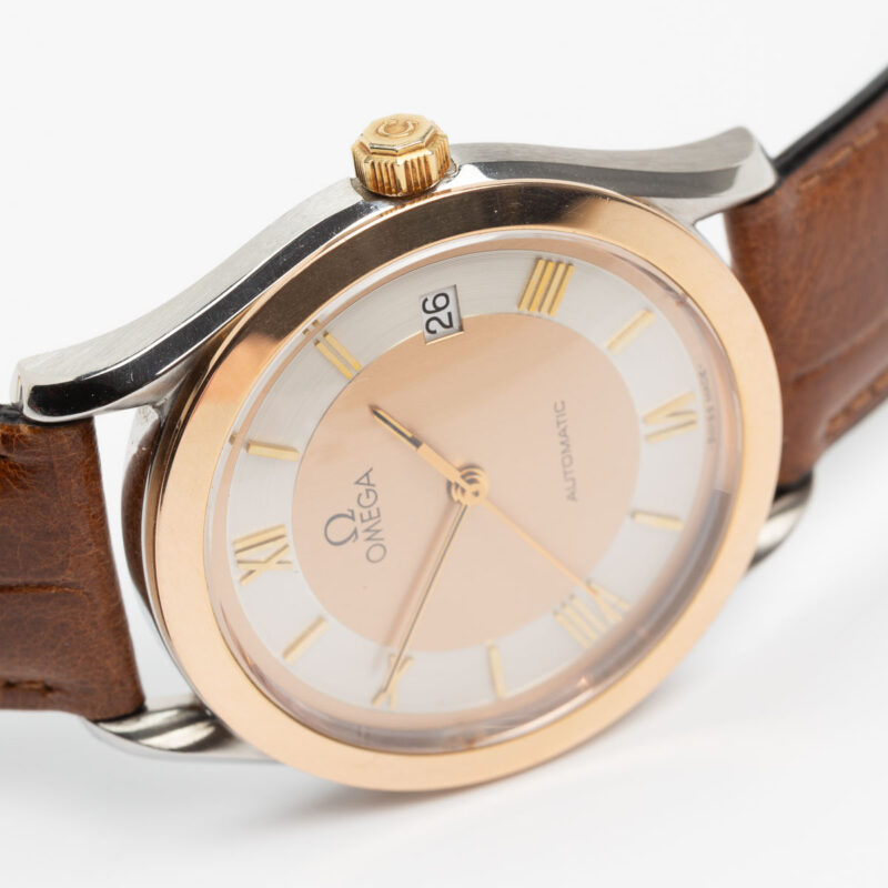 1991 Omega date automatic Cal. 1110 Ref. 1660295/3660895. Gold bezel