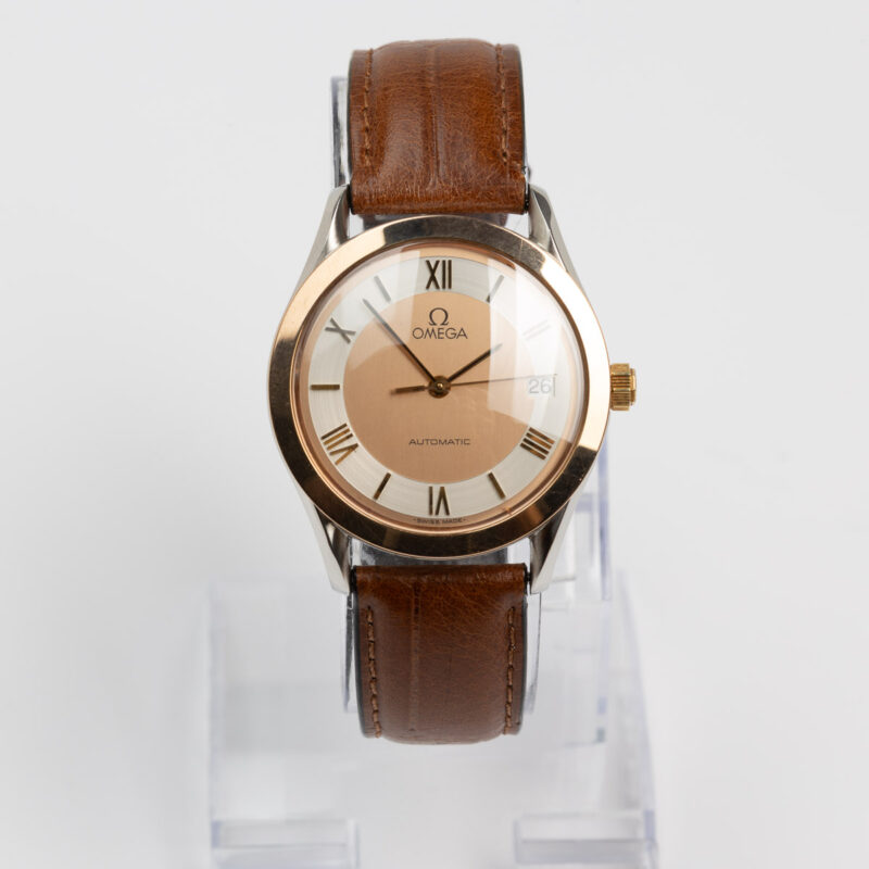 1991 Omega date automatic Cal. 1110 Ref. 1660295/3660895. Gold bezel