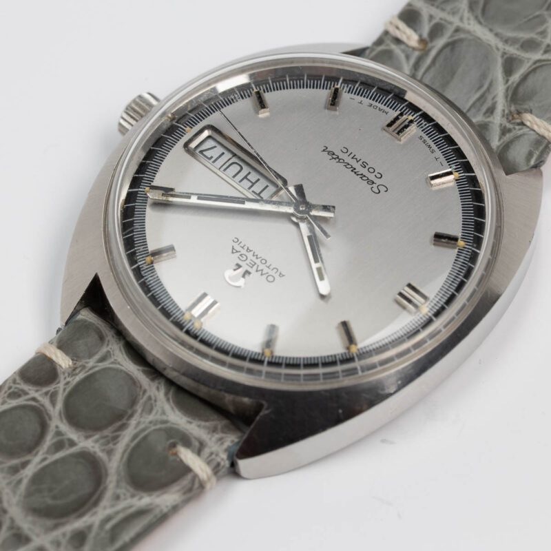 Omega Seamaster Cosmic day/date Cal. 752-1 Ref. 166.036. From 1968. Automatic movement. Dial with blue ring. Steel case.