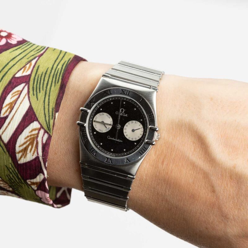 Omega Constellation Manhattan day/date Cal. 1444 Ref. 396.1070/1080. From 1991. Quartz movment. Black dial.
