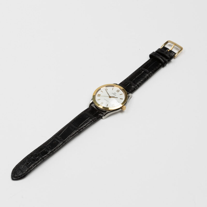 Omega date Cal. 1110 Ref. 166 0295/366 0895. From 1991. Automatic movement. Gold bezel. White dial.