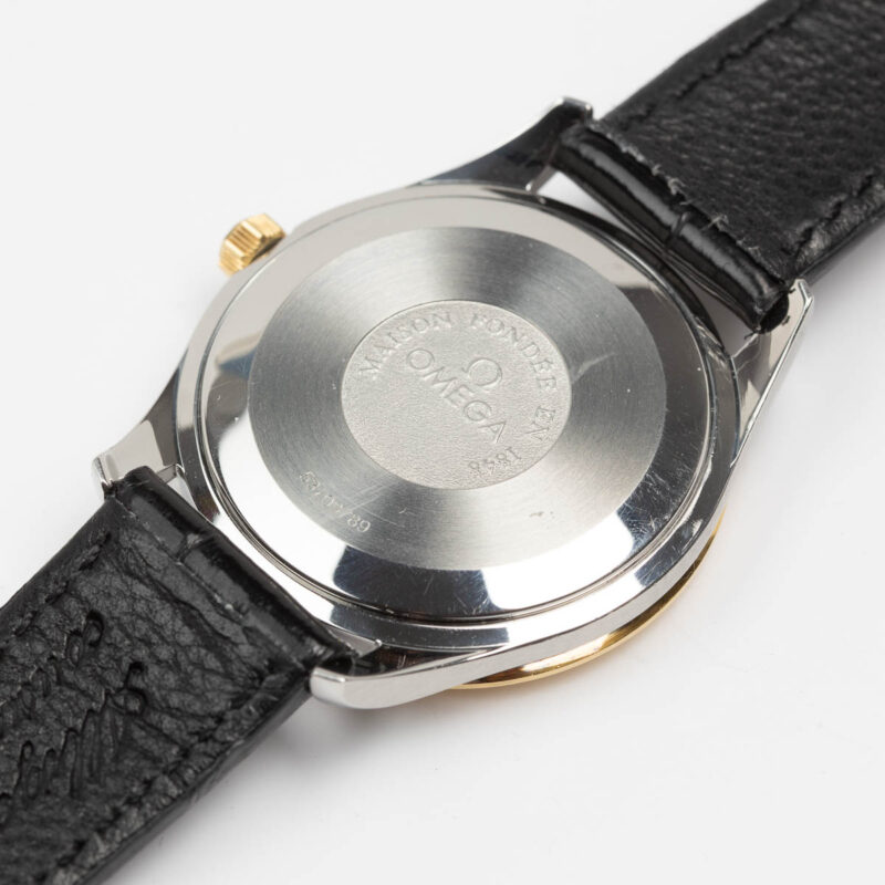 Omega date Cal. 1110 Ref. 166 0295/366 0895. From 1991. Automatic movement. Gold bezel. White dial.