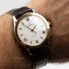 Omega date Cal. 1110 Ref. 166 0295/366 0895. From 1991. Automatic movement. Gold bezel. White dial.
