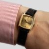 Ladies Omega Genève Ref. 511.298 Cal. 620-1. From 1970. Manual movement. Gold-plated square-shaped watch.