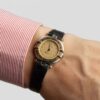 Ladies Omega Constellation Manhattan Cal. 1455 Ref. 595.1080. From 1989. Quartz movment. Gold bezel. Steel case. Sparkle dial.