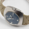 Ladies Omega Genève date Cal. 681 Ref. 566.031. From 1969. Automatic movement. Blue dial. Steel case.