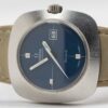 Ladies Omega Genève date Cal. 681 Ref. 566.031. From 1969. Automatic movement. Blue dial. Steel case.