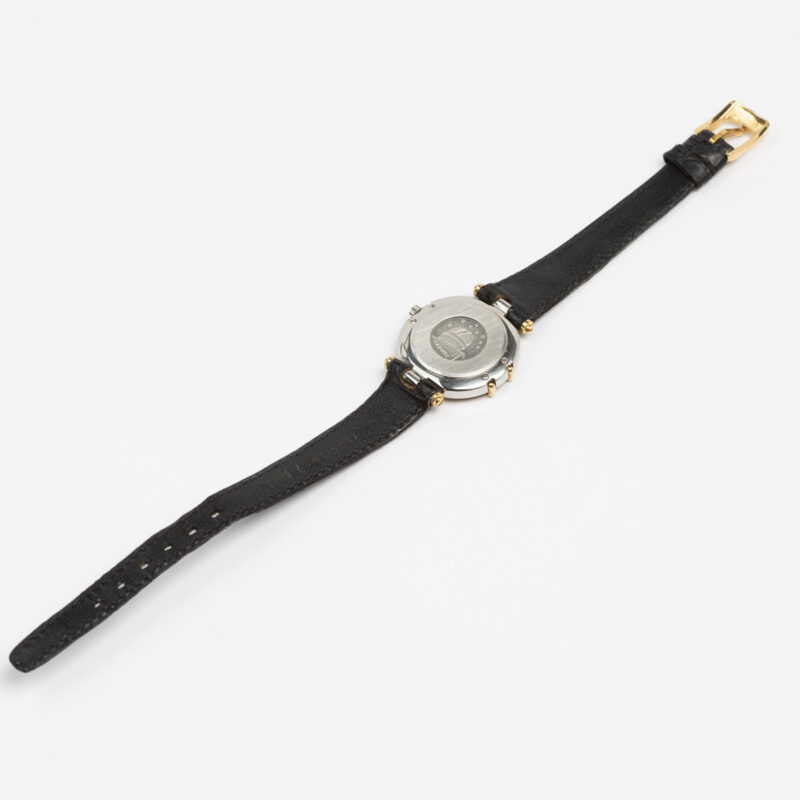 Ladies Omega Constellation Manhattan Cal. 1455 Ref. 595.1080. From 1989. Quartz movment. Gold bezel. Steel case. Sparkle dial.