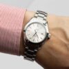 Ladies Omega Seamaster Aqua Terra 150m date Cal. 1424 Ref. 257730. Quartz movement. Steel case and white dial.