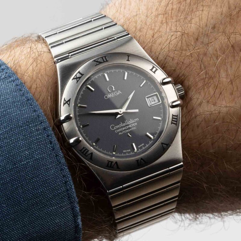 Omega Constellation Manhattan Chronometer date Cal. 1120 Ref. 368.1201. Grey honeycomb dial.