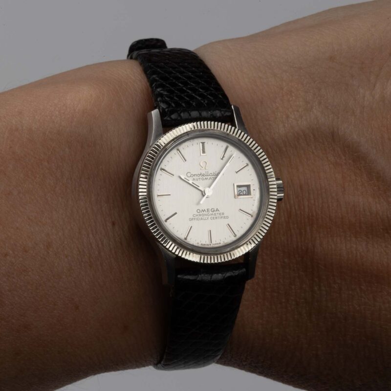 Ladies Omega Constellation date Cal. 684 Ref. 568.016. From 1970. Automatic movment. White gold bezel.